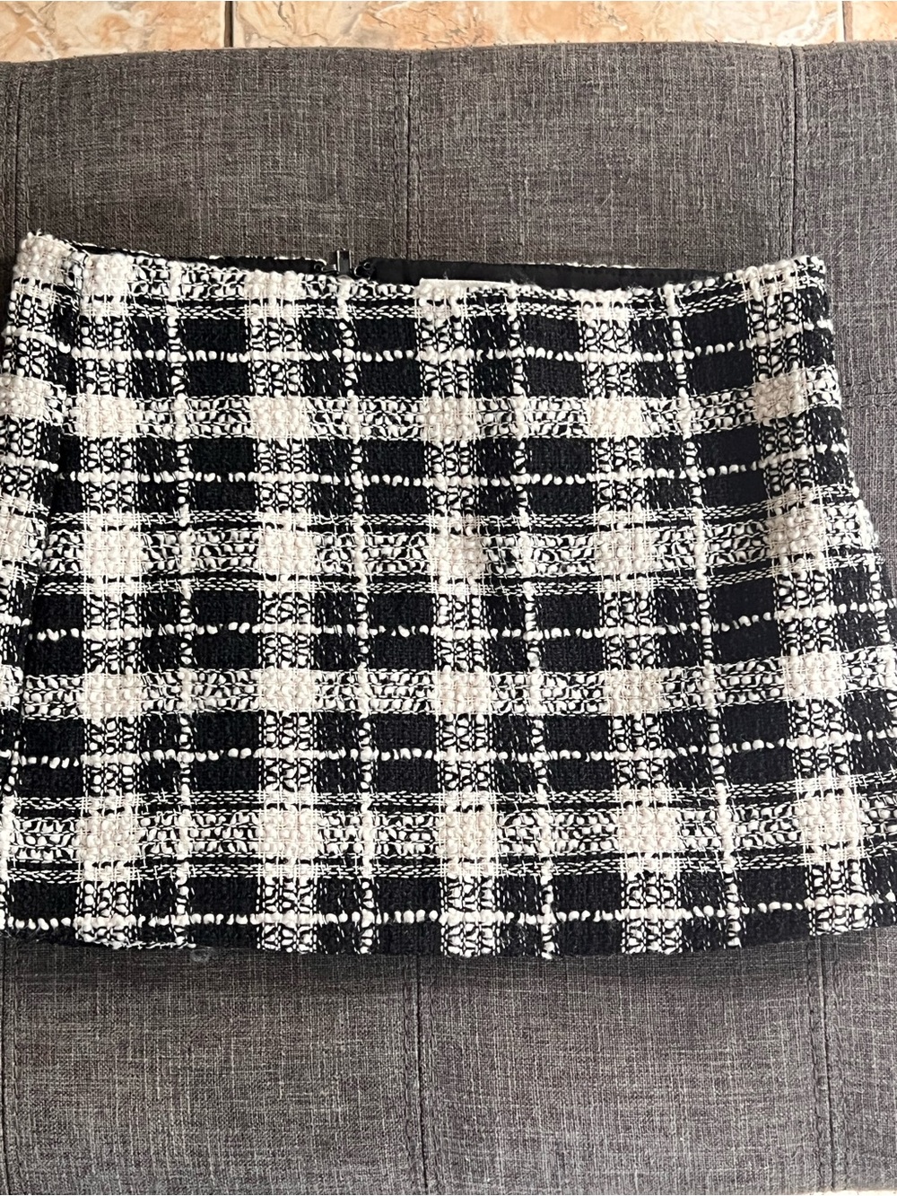 Statement Checkered Mini Skirt in Black & White Size XS Like New